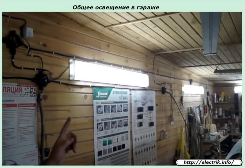 Монтаж освещения в гараже