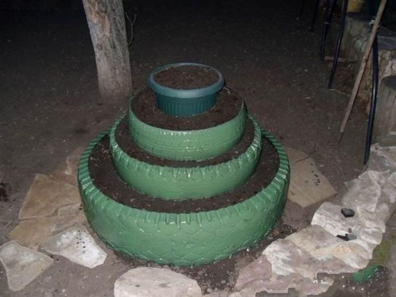 Клумбы из шин