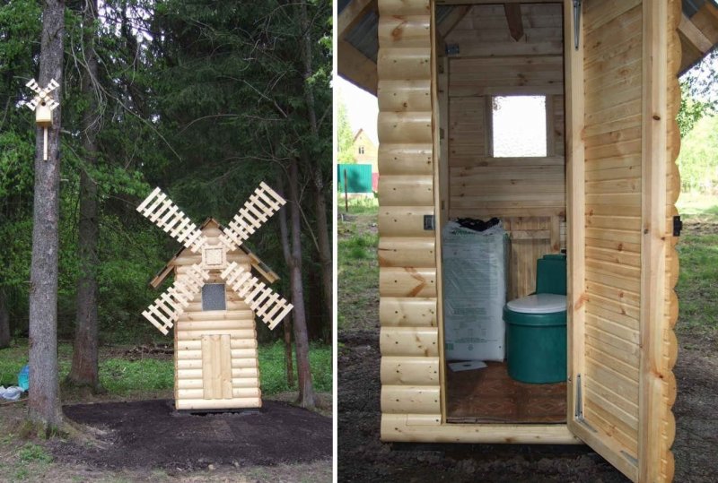 Уличный туалет с односкатной крышей