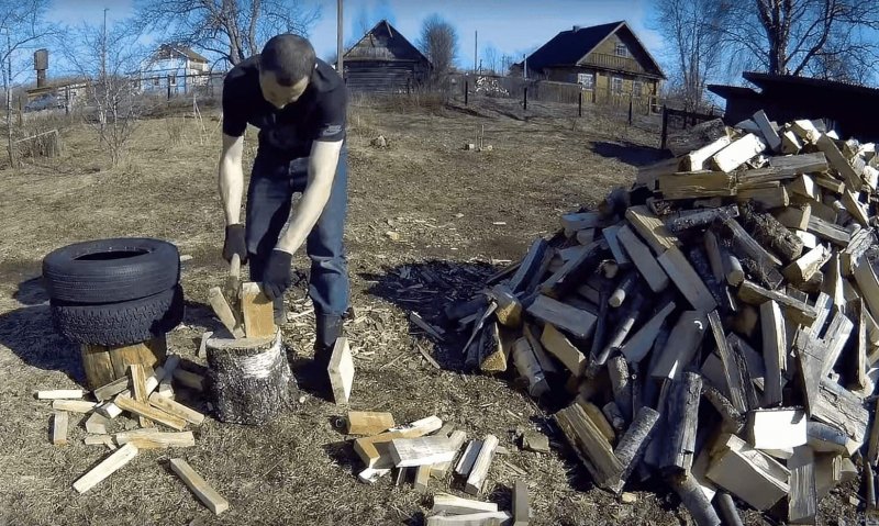 Колка дров топор
