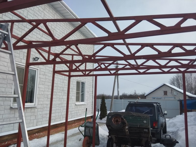 Каркас гаража из металлического профиля