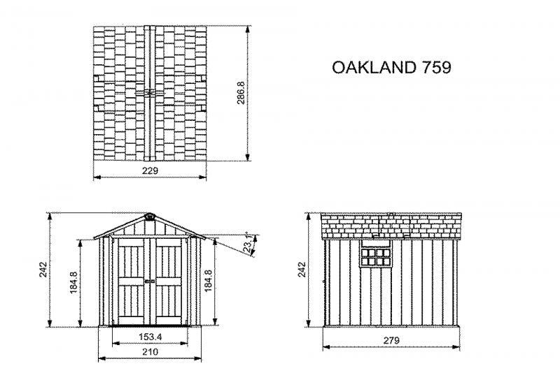 Хозяйственный блок Keter Oakland 757 17201310 чертеж