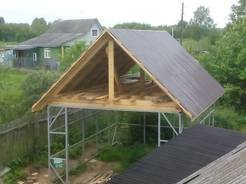 Двускатная крыша гаража