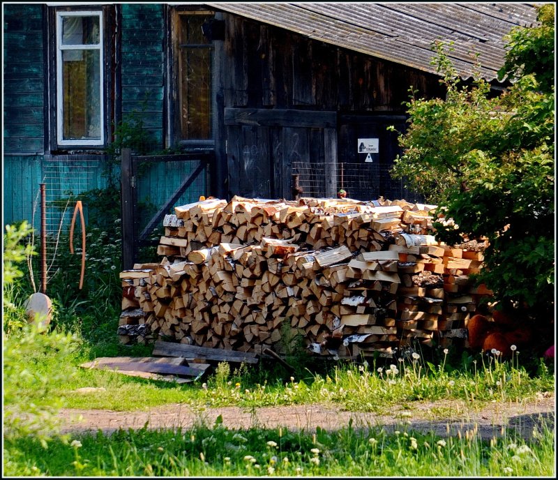 Пиленные дрова газон