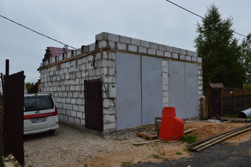 Внешняя отделка гаража из газобетона
