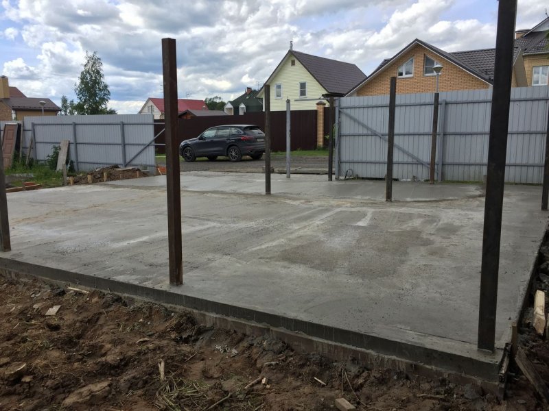 Бетонирование площадки с навесом под автомобиль