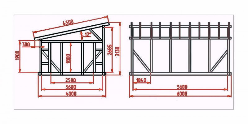 Каркасный сарай 3х3 чертеж