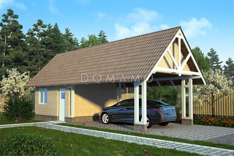 Кирпичный гараж с мансардой