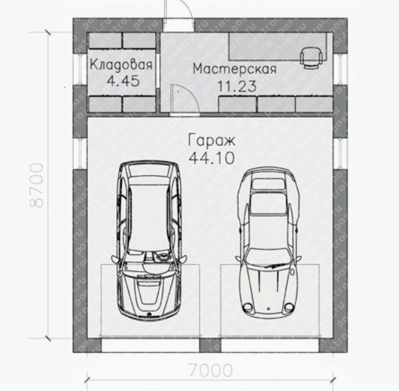 Ширина гаража на 2 машины с двумя воротами