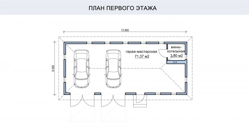 Проект гаража на 2 машины 6 на 6