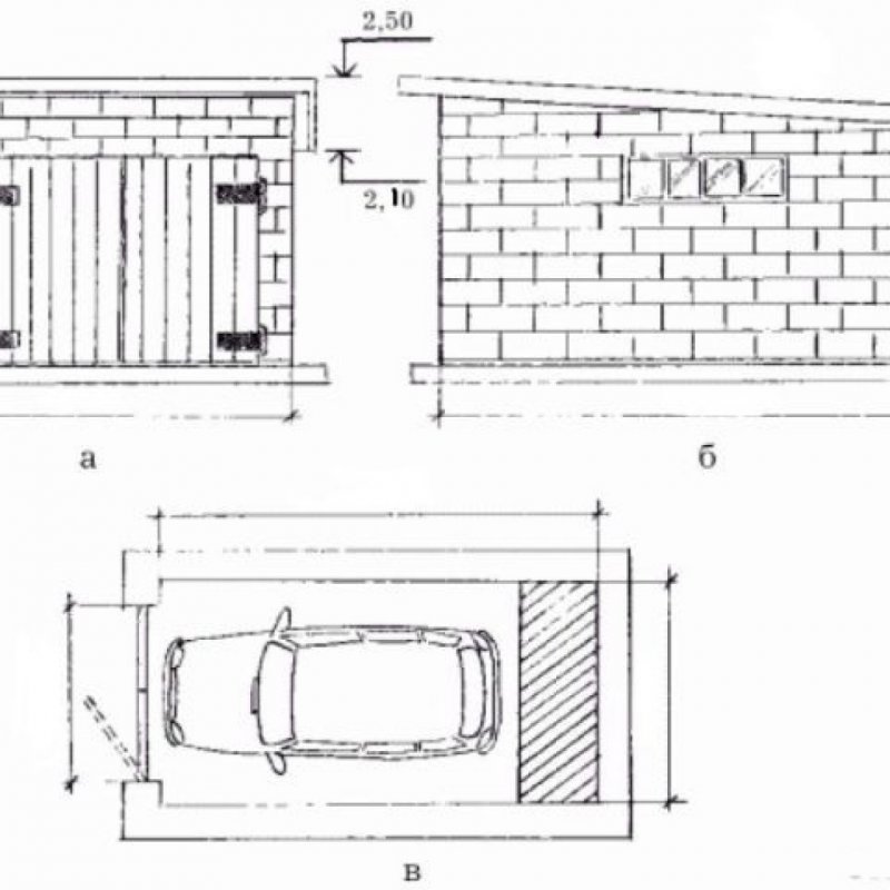 Чертеж кирпичного гаража 4х6