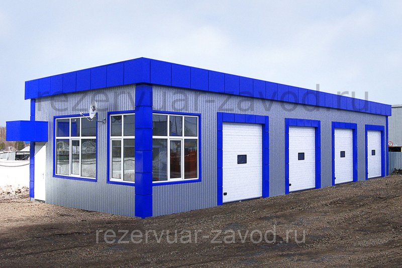 Здание автосервиса из сэндвич панелей