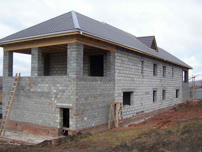 Проект двухэтажного гаража из пеноблоков