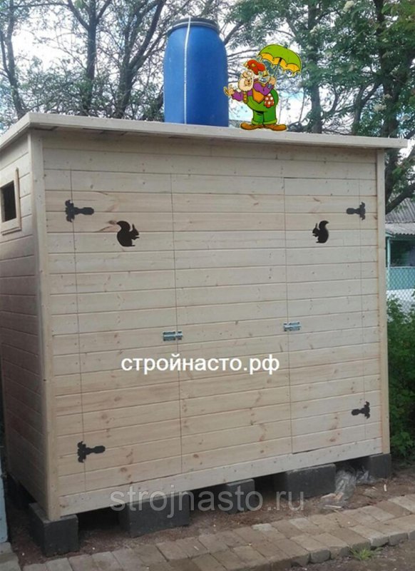 Туалет+душ дачный деревянный гладкий шифер 1,96*1,0*2,2м