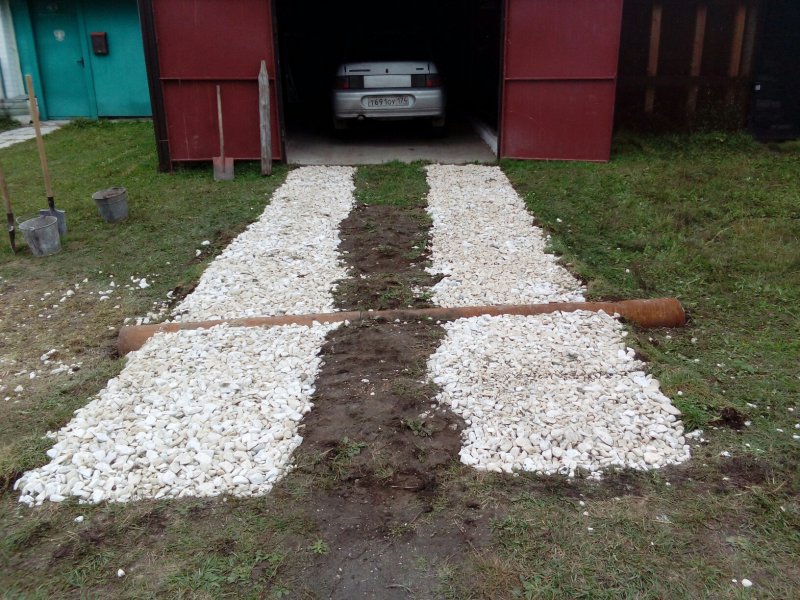 Площадка под гараж из щебня