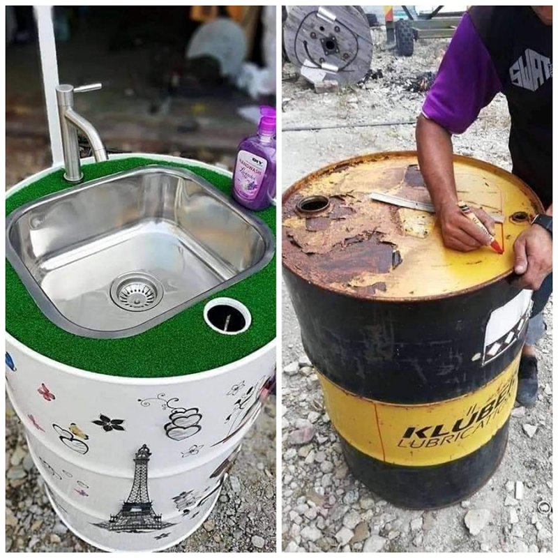 Умывальник из 200 л бочки