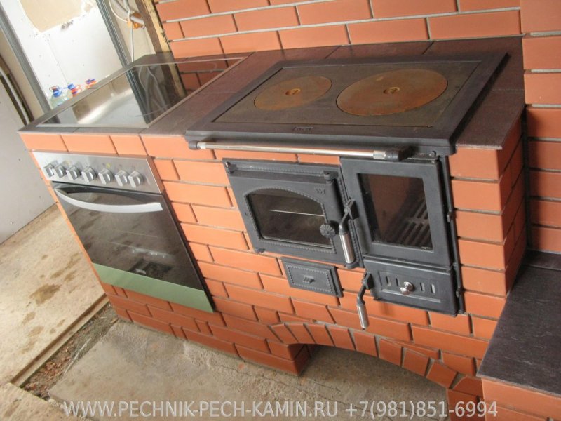 Отопительно-варочная печь из кирпича Малютка