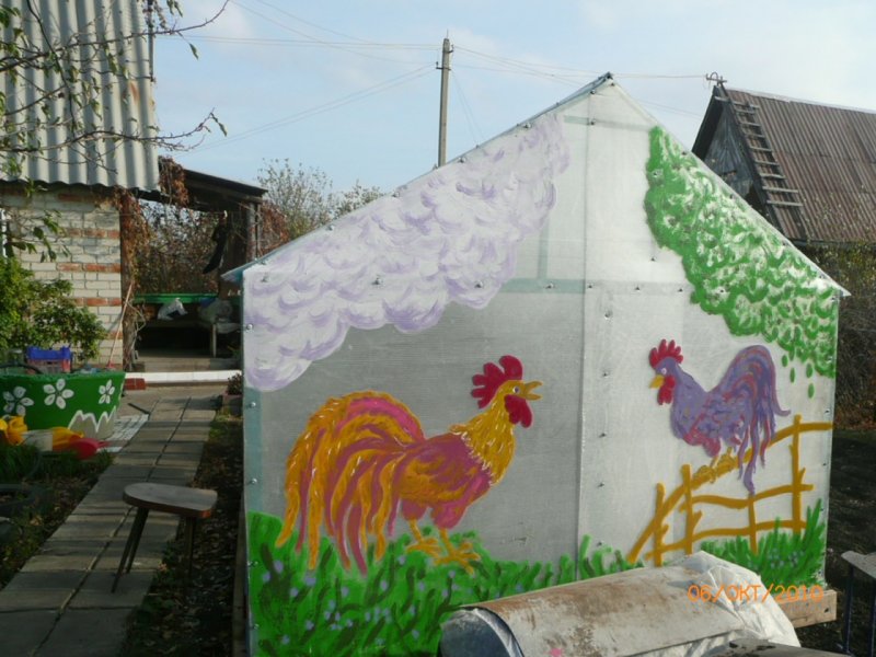 Рисунки на сарае на даче