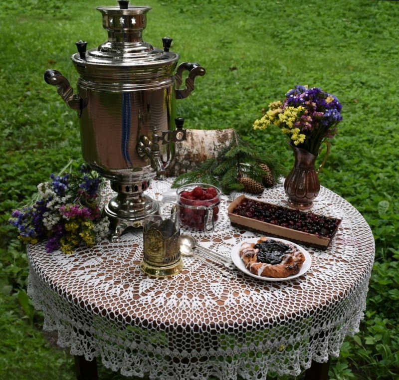 Самовар на дровах на даче