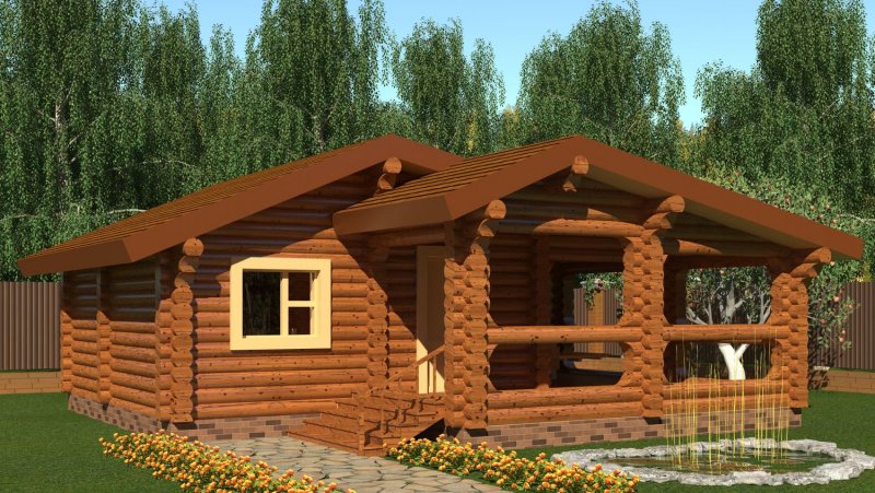 Бани из оцилиндрованного бревна одноэтажные