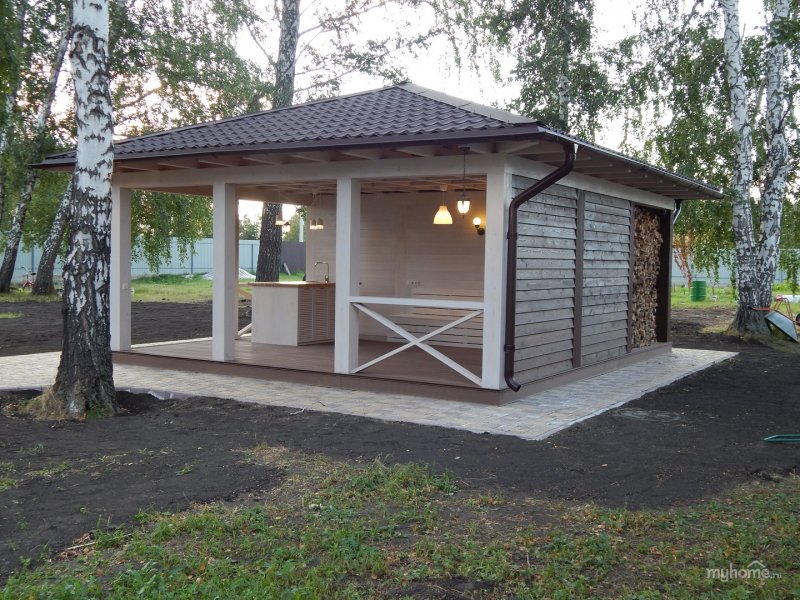 Беседка с хозблоком проект
