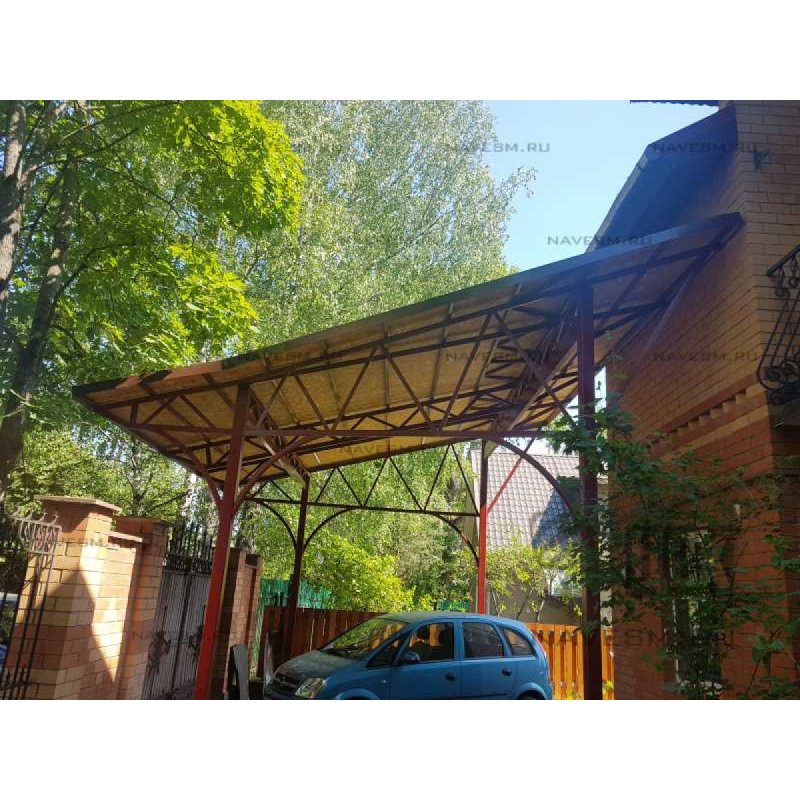 Поликарбонат красный навес