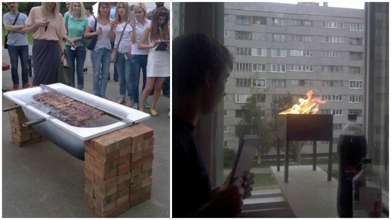Шашлык на балконе на углях
