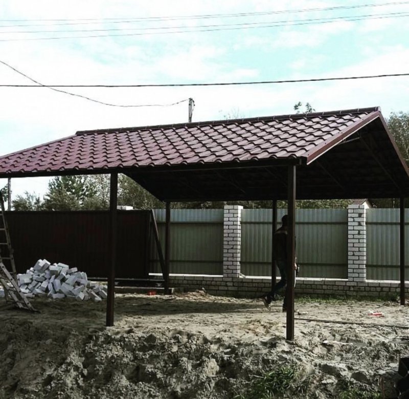 Навес из металлочерепицы