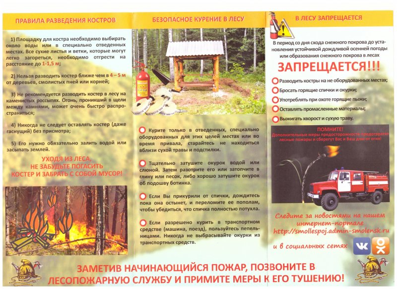 Меры противопожарной безопасности при разведении костра