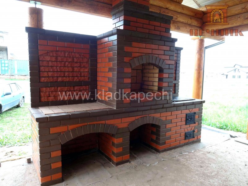 Мангалы из кирпича с печкой для казана