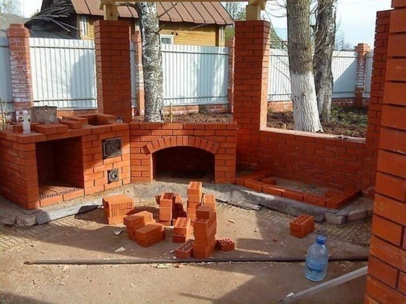 Кирпичный комбинированные барбекю