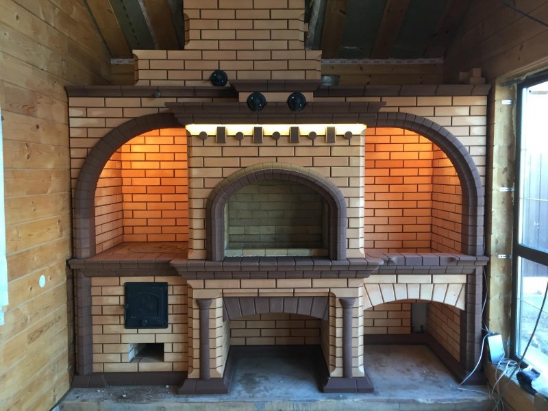 Печной комплекс для беседки из кирпича