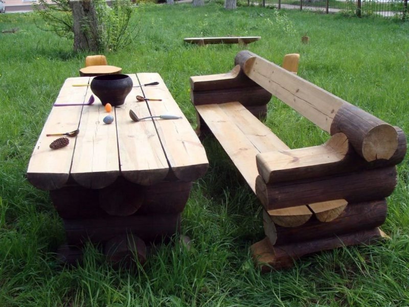 Уличная мебель из бревен