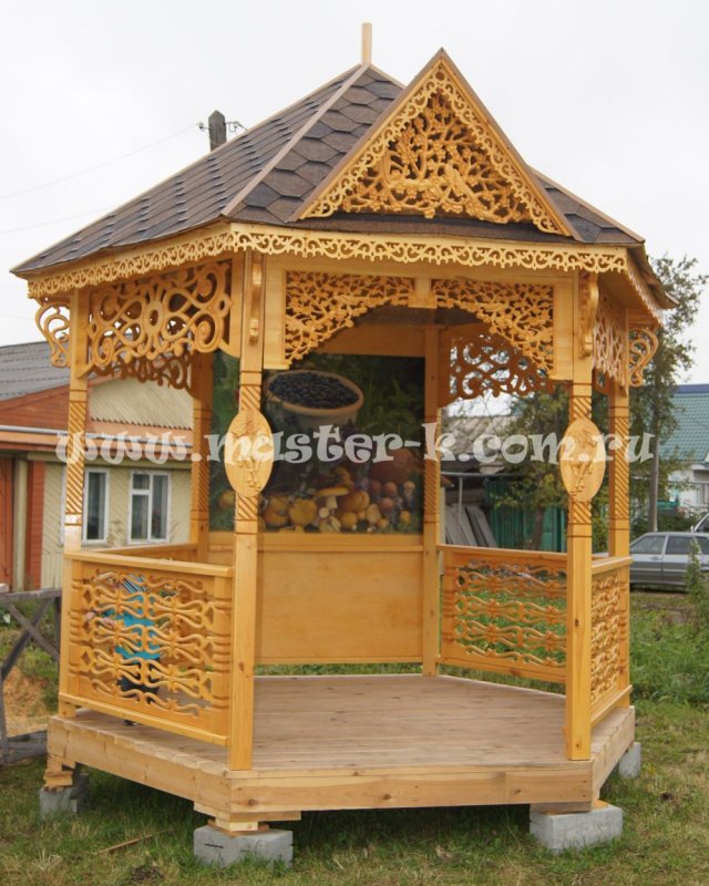 Резные беседки из дерева