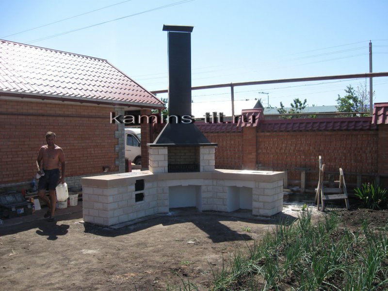 Печь барбекю из газобетона