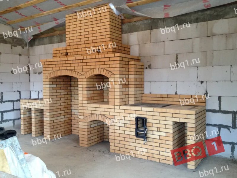 Мангал из кирпича с казаном и тандыром