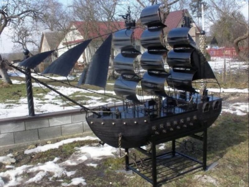 Кованый мангал корабль