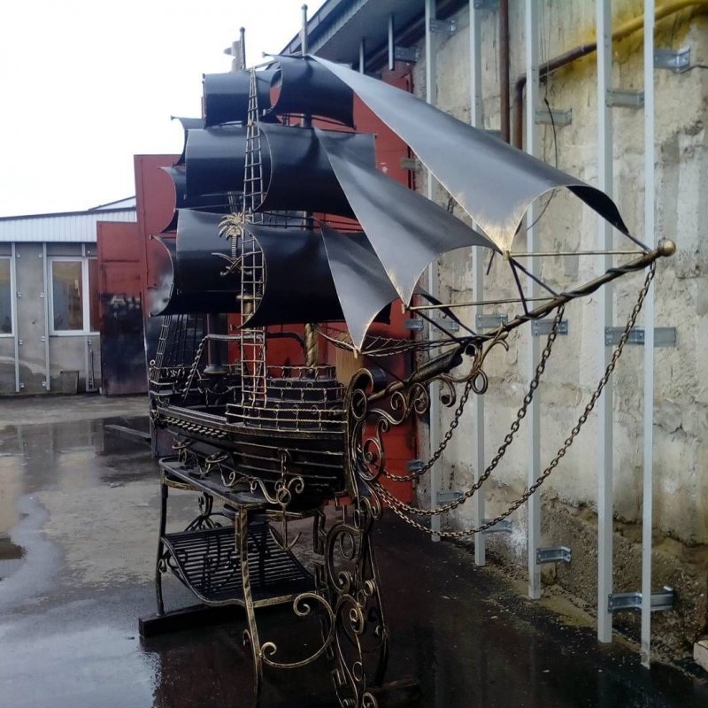 Кованый парусник из металла