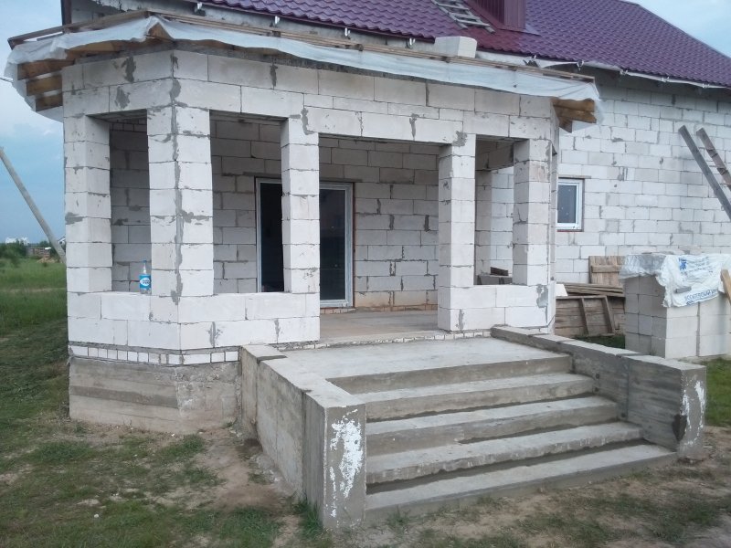 Веранда к дому из газобетона