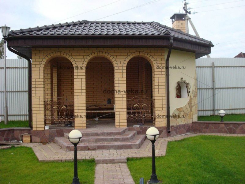 Беседка пристроенная к гаражу
