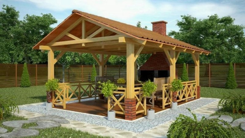 Красивые деревянные беседки