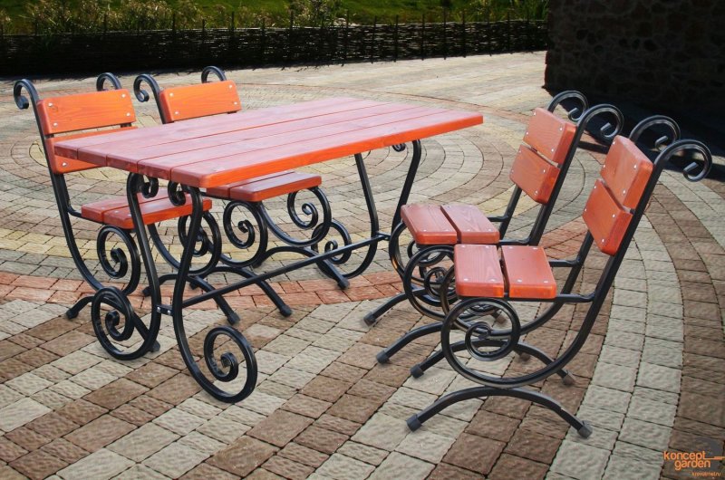 Садовые столы и скамейки из металла