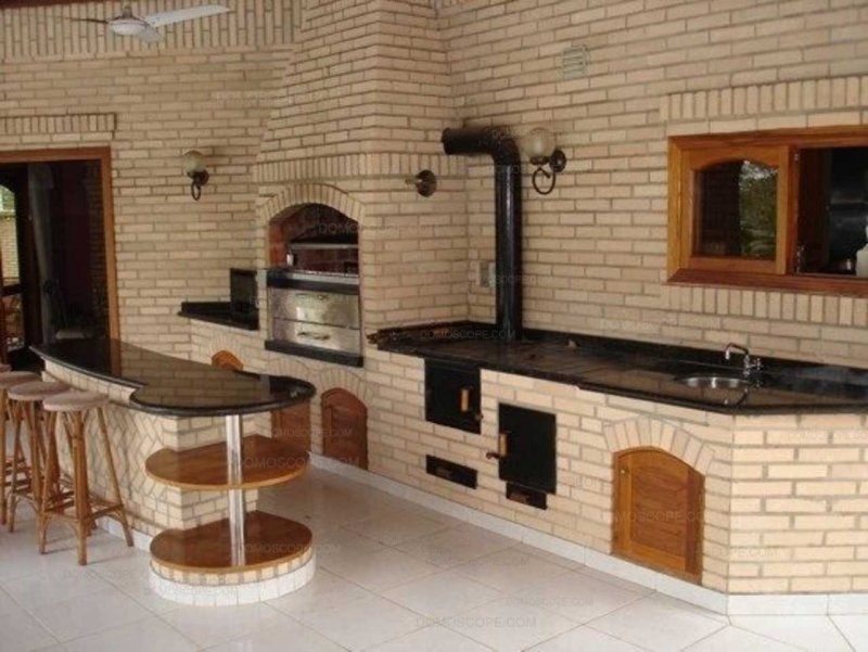 Барная стойка в беседке с мангалом