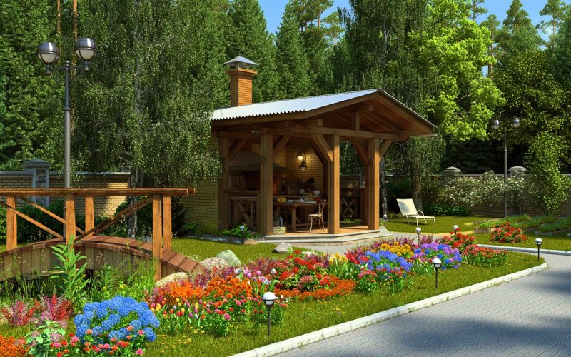 Планировка участка с беседкой