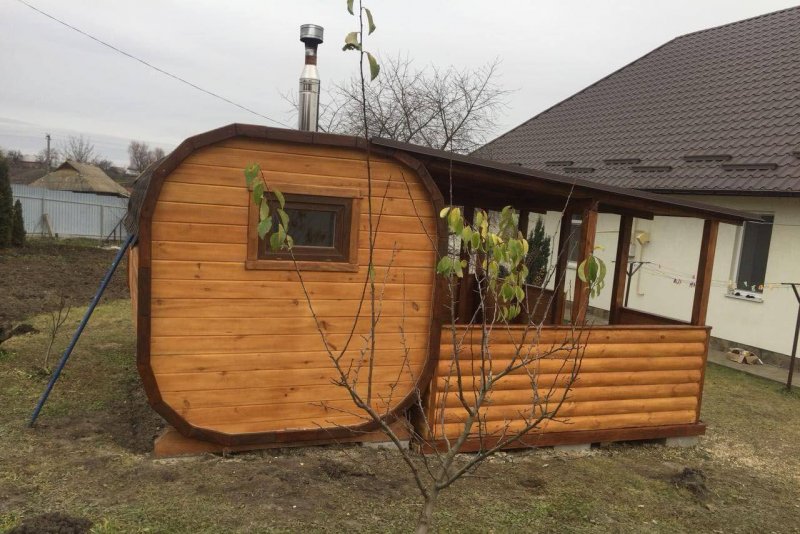 Бани бочки с террасой