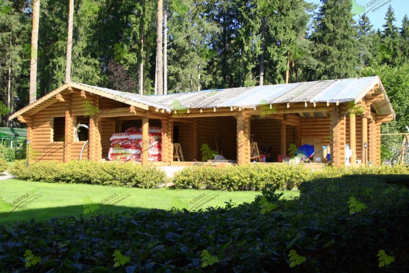 Летняя кухня из бревна (49 фото)