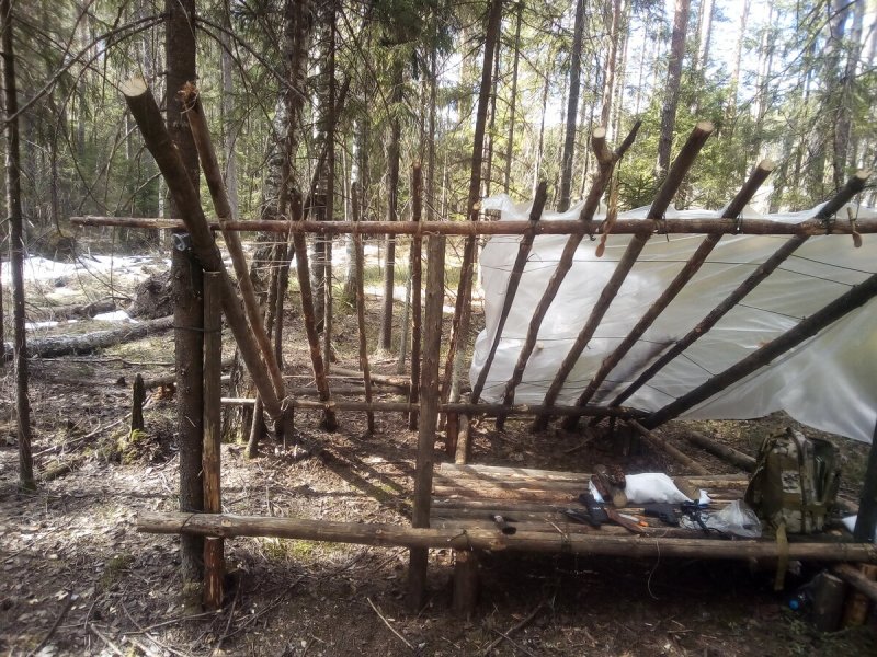Круглый шалаш из веток
