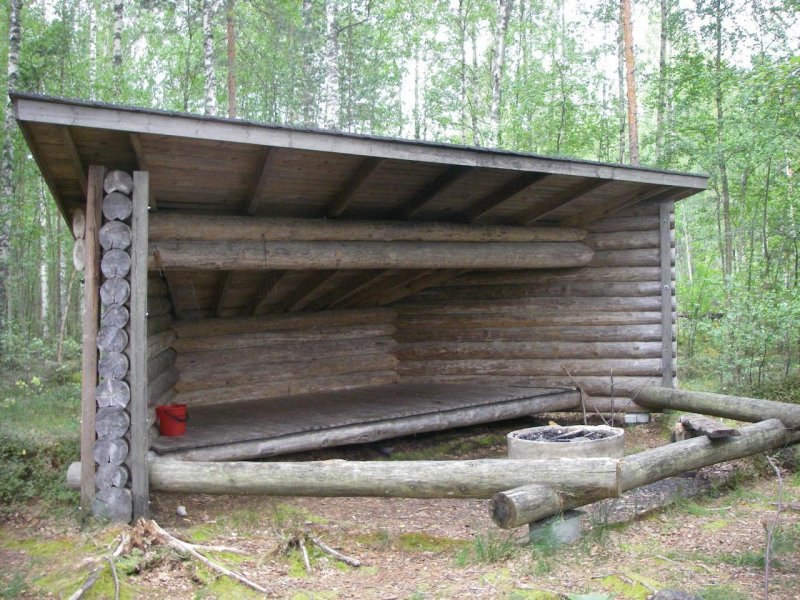 Финский навес в лесу
