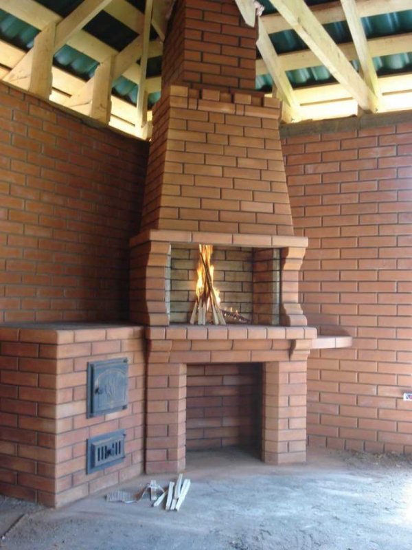 Камины барбекю из кирпича