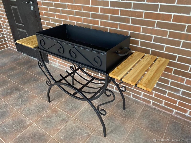 Барбекю Grillkoff стационарное б10, 88x39,5x80 см, черный/красный